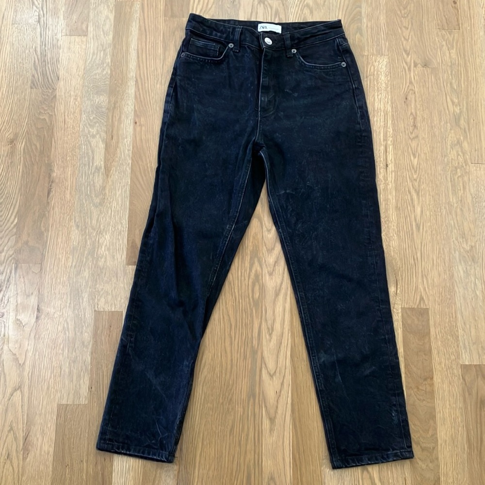 Zara Women's Black Casual Denim Straight Leg Jeans